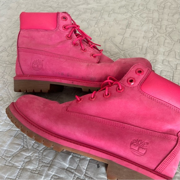 🩷HOT PINK PREMIUM TIMBERLAND ANKLE BOOTS WINTER 2024 SNOW SIZE 7 WOMENS - Picture 6 of 11